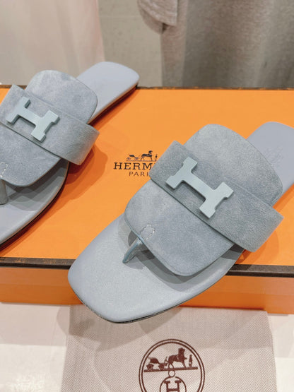 CLASSIC H BUCKLE SANDALS PASTEL BLUE LAMBSKIN