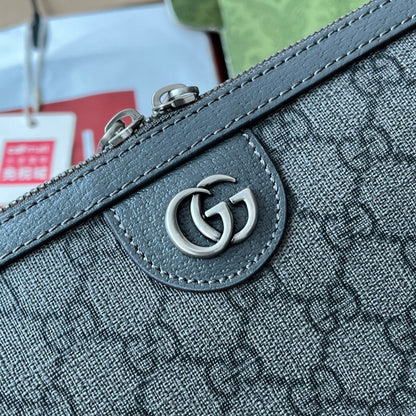 OPHIDIA MESSENGER BAG 35 IN GREY BLACK GG CALFSKIN