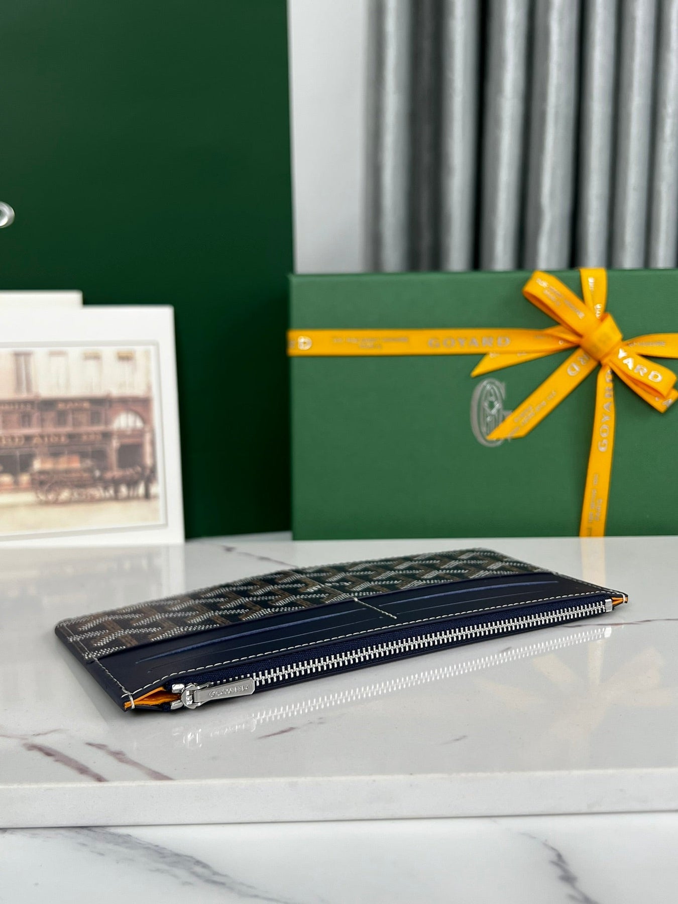 INSERT LOUISE 21 IN GUNPOWDER BLUE GOYARDINE CANVAS