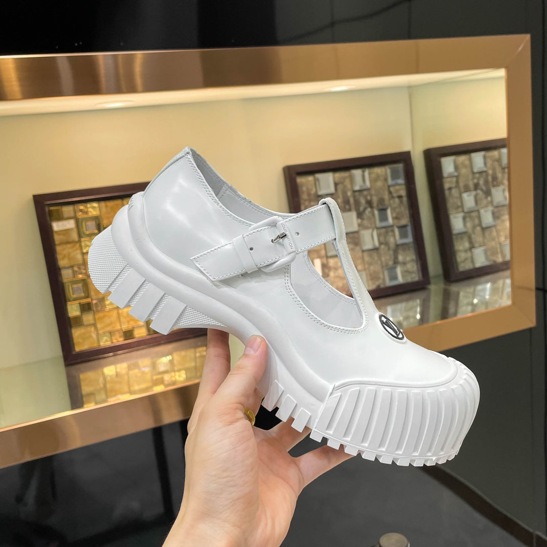 LV WOMEN CHECKER MARY JANE IN WHITE CALFSKIN