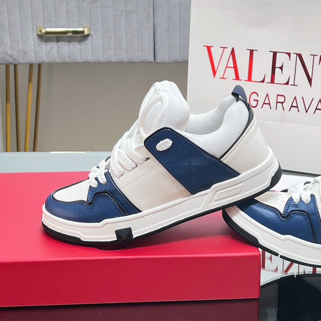 OPEN SKATE SNEAKER IN WHITE MIX NAVY BLUE CALFSKIN