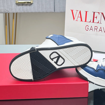 OPEN SKATE SNEAKER IN WHITE MIX NAVY BLUE CALFSKIN