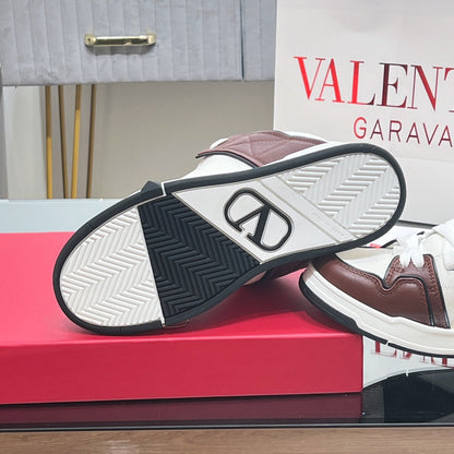 OPEN SKATE SNEAKER IN WHITE MIX PECAN BROWN CALFSKIN