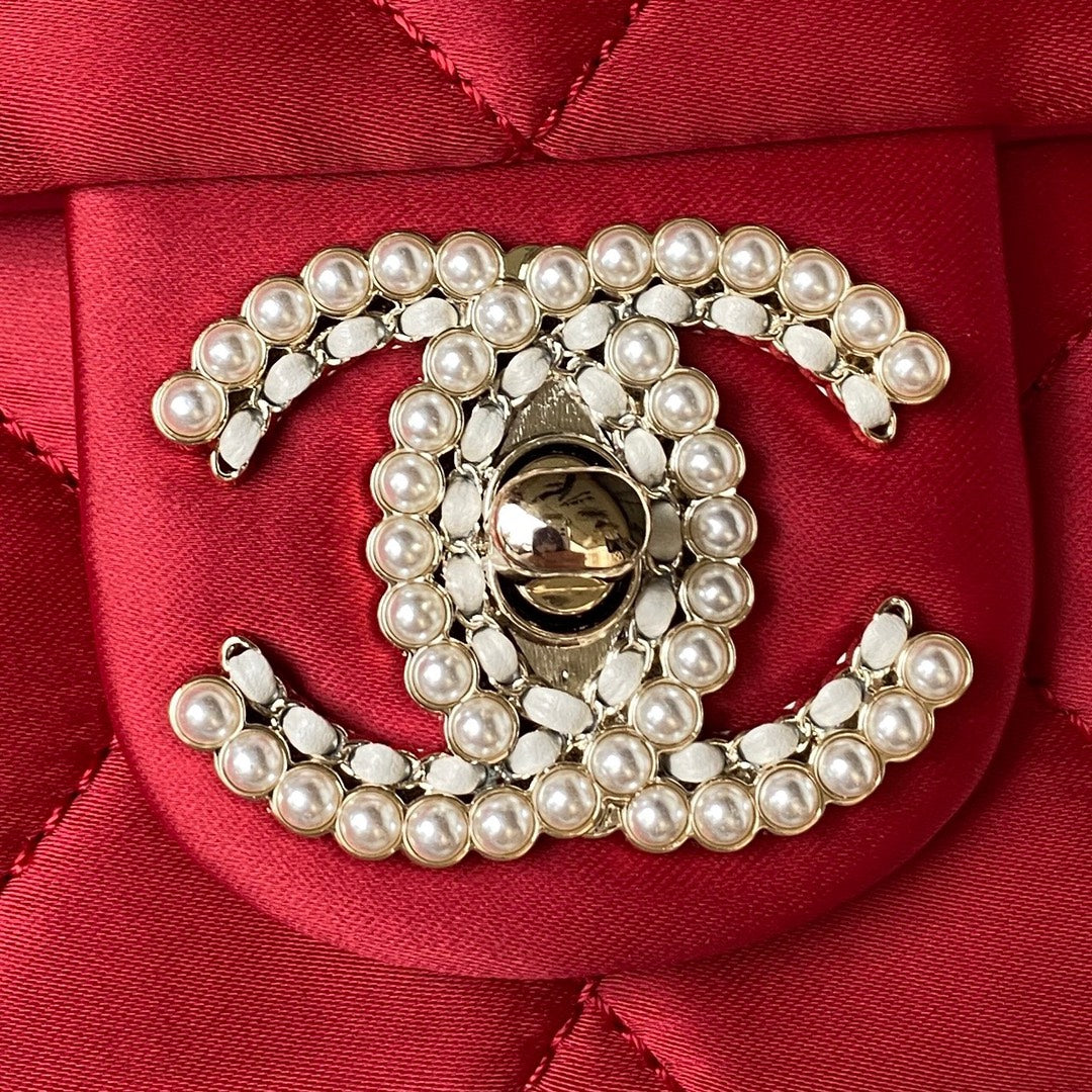 CC 26 CLUTCH WITH CHAIN BAG IN CHERRY RED CALFSKIN