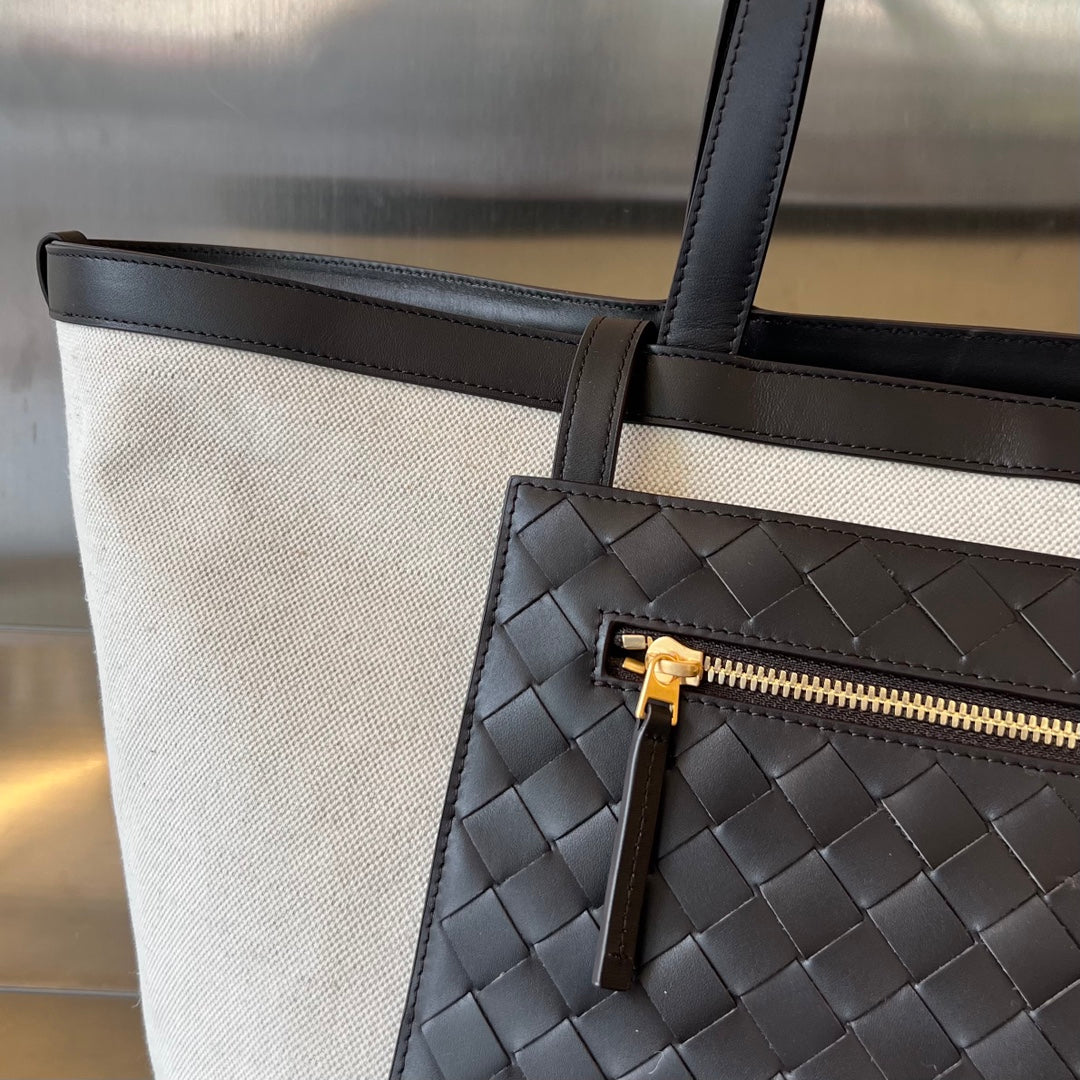 FLIP FLAP 38 IN WHITE CANVAS AND BLACK CALSKIN