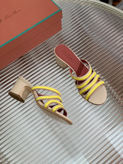 LP SPRIGHTLY CHARMS MID-SANDAL LEMON CALFSKIN