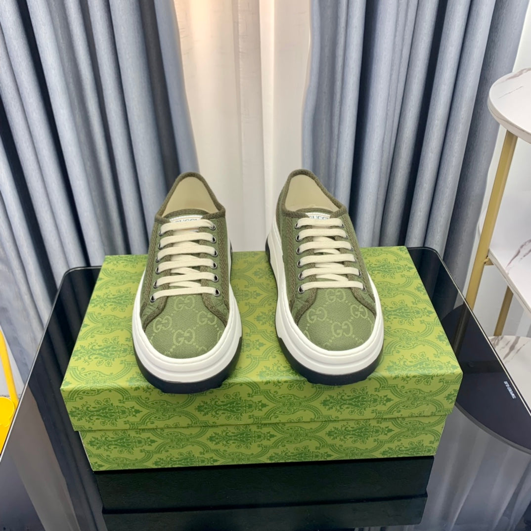 GG SNEAKER FLATFORM OLIVE GREEN CANVAS