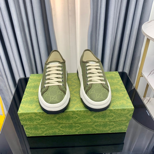GG SNEAKER FLATFORM OLIVE GREEN CANVAS