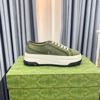 GG SNEAKER FLATFORM OLIVE GREEN CANVAS