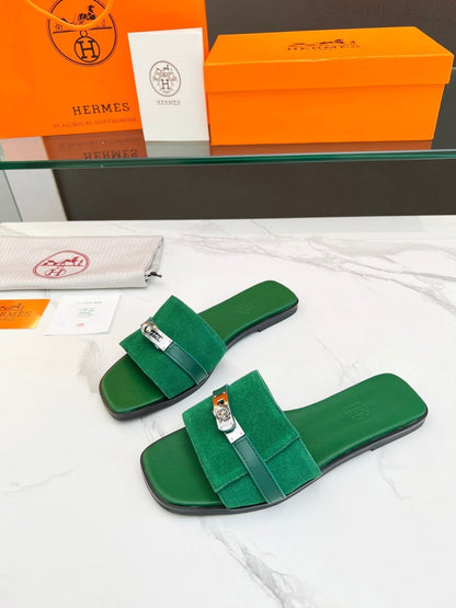 Giulia Sandal Green Suede Green Calfskin