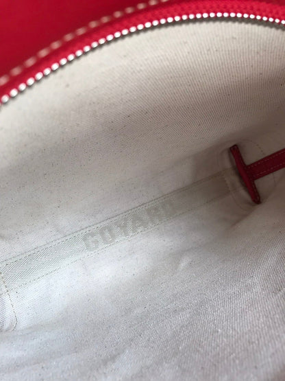 CONTI POUCH 24 IN CLASSIC RED LAMBSKIN AND GOYARDINE CANVAS