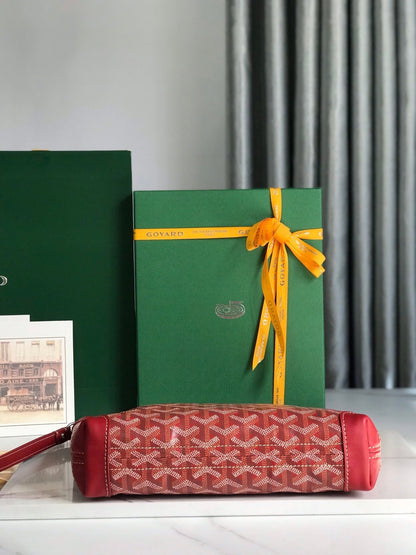 CONTI POUCH 24 IN CLASSIC RED LAMBSKIN AND GOYARDINE CANVAS