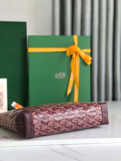 CONTI POUCH 24 IN WINE RED LAMBSKIN AND GOYARDINE CANVAS