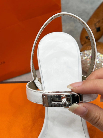 Glamour 75 Sandal White Leather