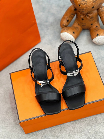 Glamour 75 Sandal Black Leather