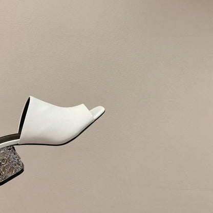 GLAM MULE 60 WHITE LAMBSKIN