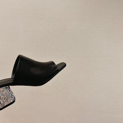 GLAM MULE 60 BLACK LAMBSKIN