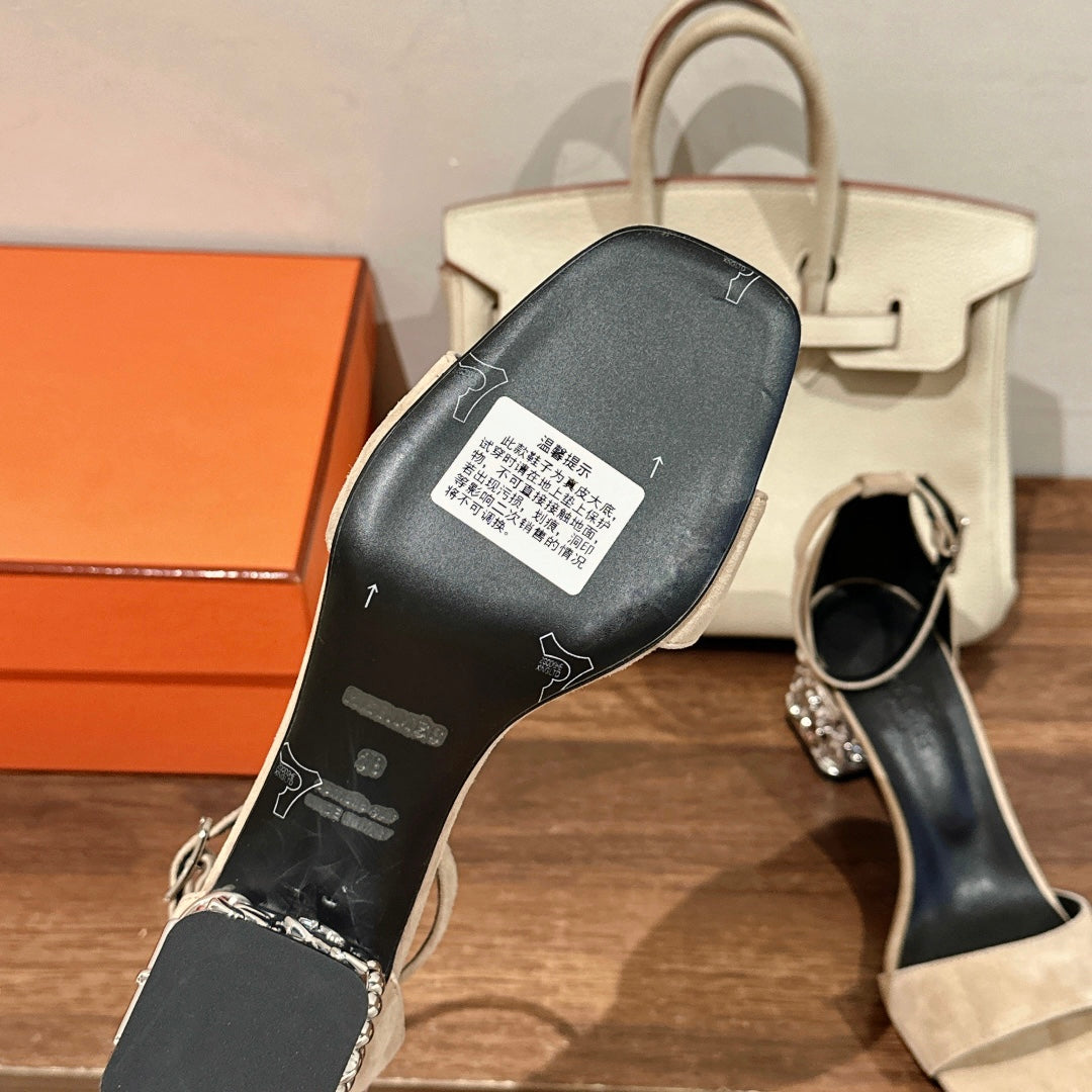 GLAM SANDAL 60 LIGHT BROWN SUEDE