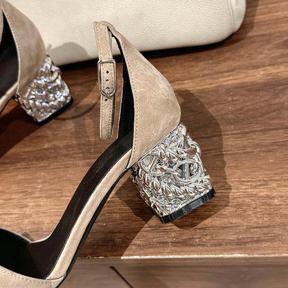 GLAM SANDAL 60 LIGHT BROWN SUEDE