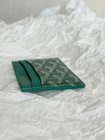 SAINT-SULPICE CARD WALLET 10 IN GREEN GOYARDINE CANVAS AND CALFSKIN