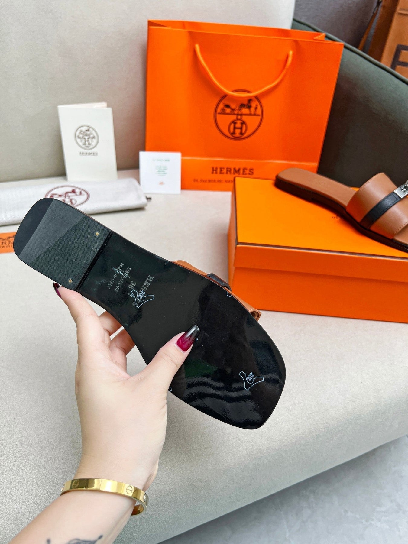 Giulia Sandal Brown Black Calfskin