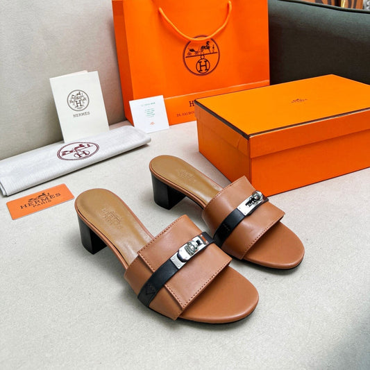 Gigi 50 Sandal Tan Black Calfskin