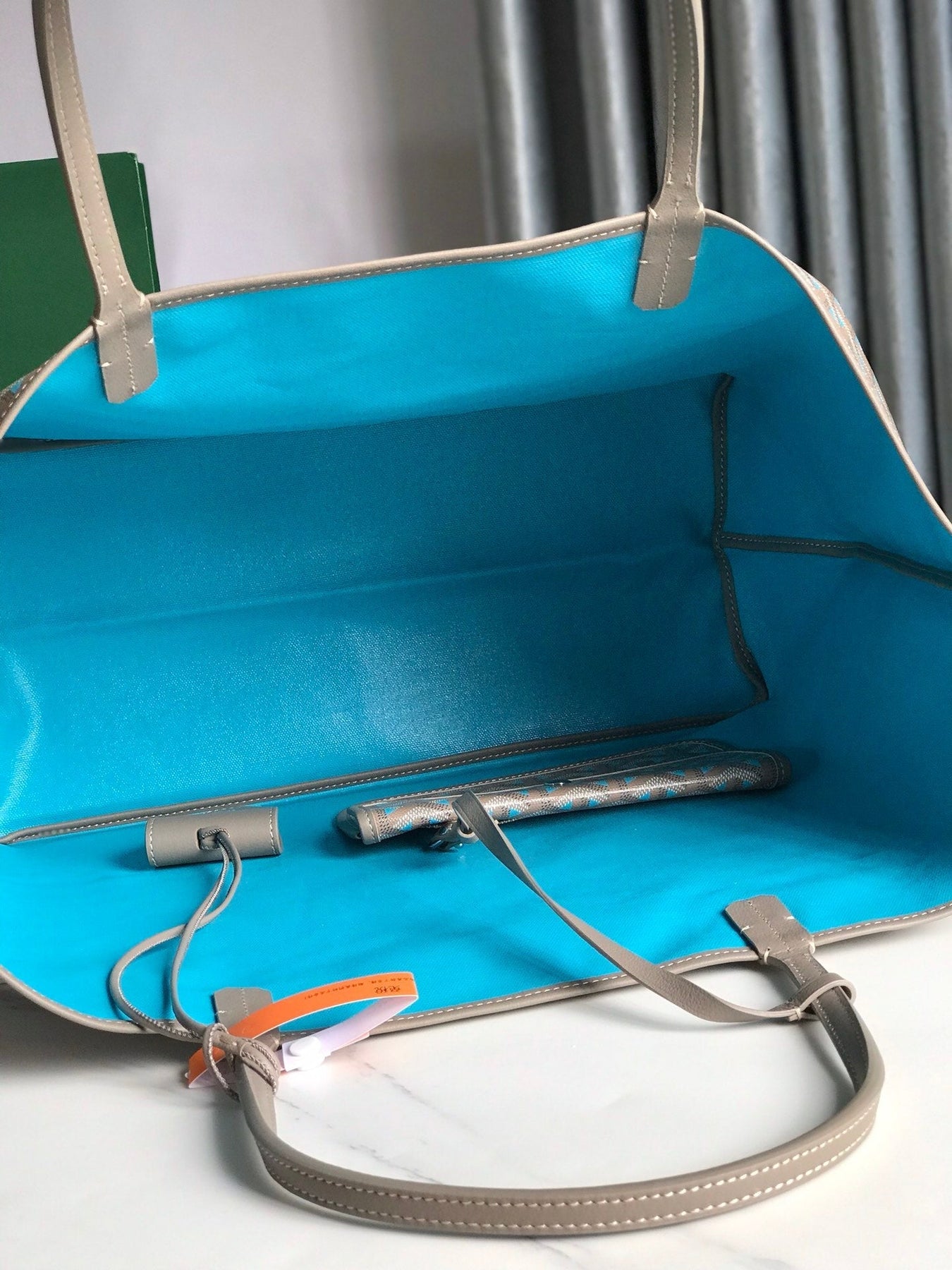 SAINT LOUIS GM 40 IN GREY MIX BLUE GOYARDINE CANVAS AND CALFSKIN