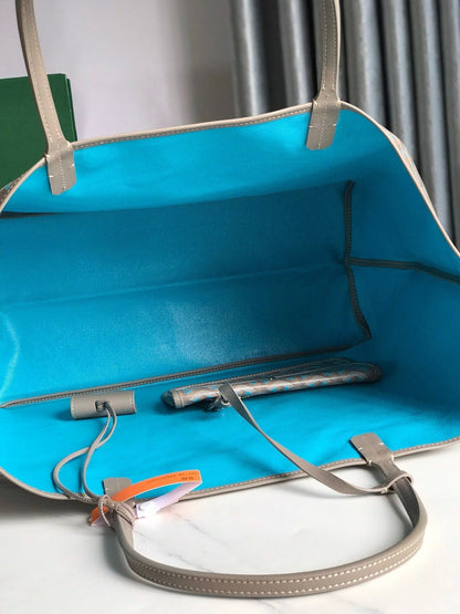 SAINT LOUIS GM 40 IN GREY MIX BLUE GOYARDINE CANVAS AND CALFSKIN