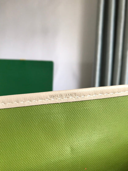 SAINT LOUIS PM 34 IN GREY MIX GREEN GOYARDINE CANVAS AND CALFSKIN