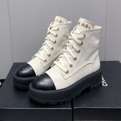 MARTIN SHORT BOOTS WHITE MIX BLACK LAMBSKIN