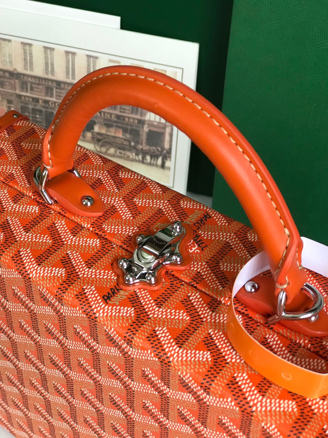 GRAND HÔTEL TRUNK BAG 24 IN ORANGE GOYARDINE CANVAS AND CALFSKIN