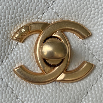 CC SMALL 20 FLAP BAG IN WHITE CALFSKIN GOLD HARDWARE