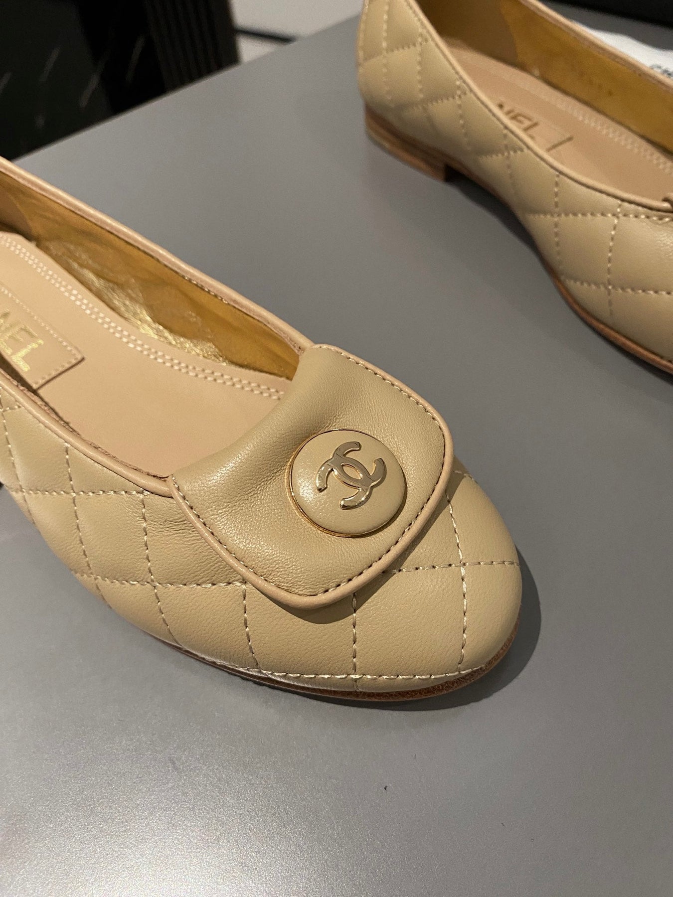 BALLET FLAT BEIGE CREAM LAMBSKIN