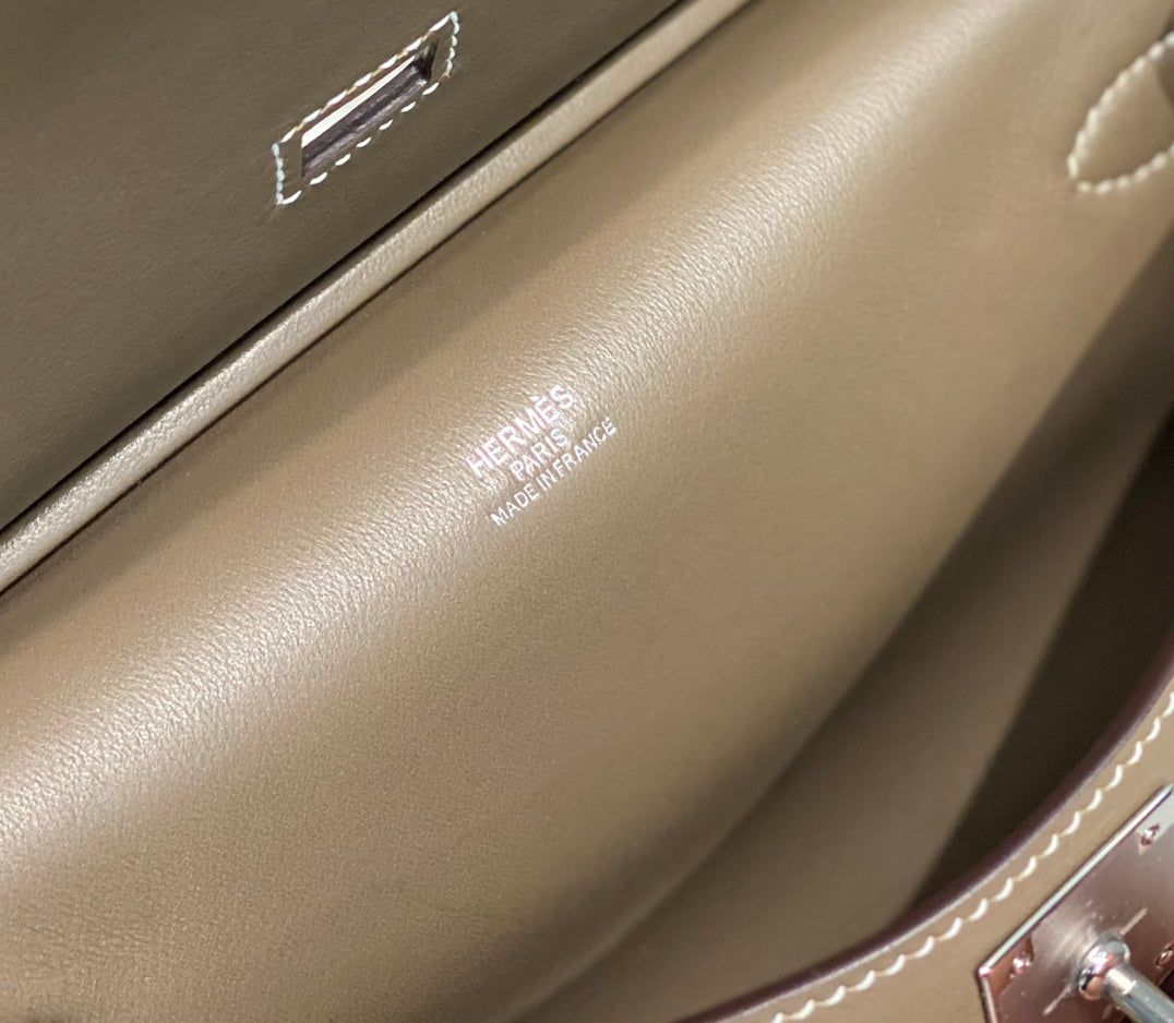 HM JYPSIERE SHOULDER BAG 23 IN WOOD BROWN CALFSKIN SILVER HARDWARE