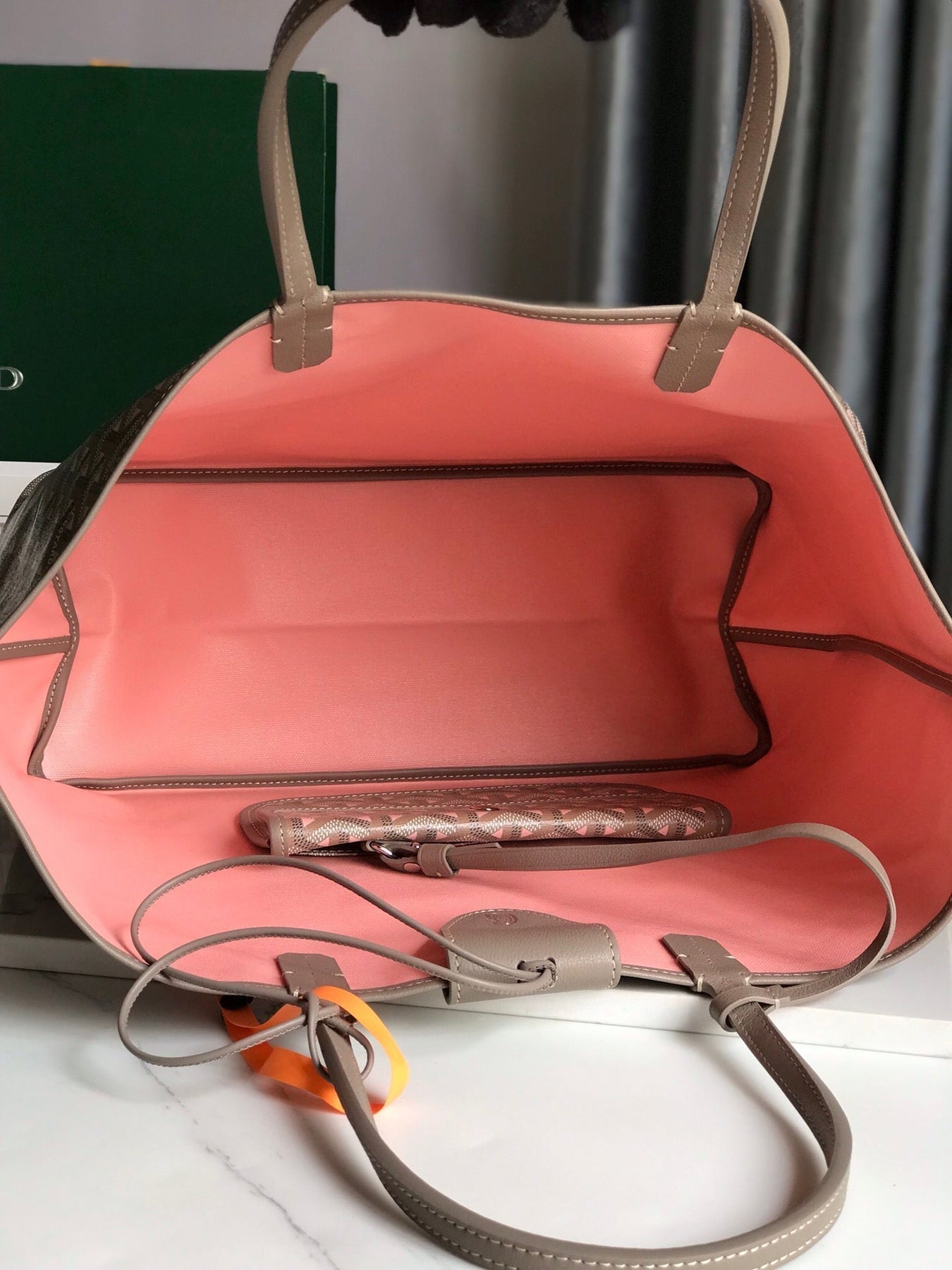 SAINT LOUIS PM 34 IN GREY MIX PINK GOYARDINE CANVAS AND CALFSKIN