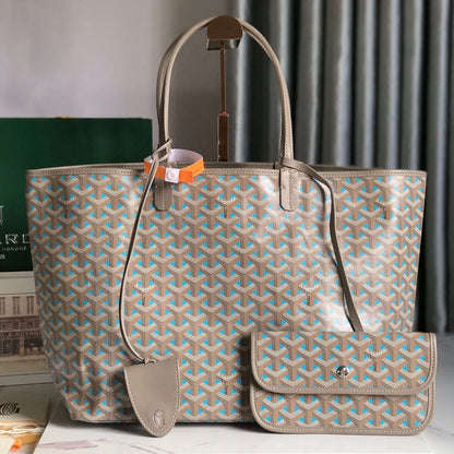 SAINT LOUIS PM 34 IN GREY MIX BLUE GOYARDINE CANVAS AND CALFSKIN