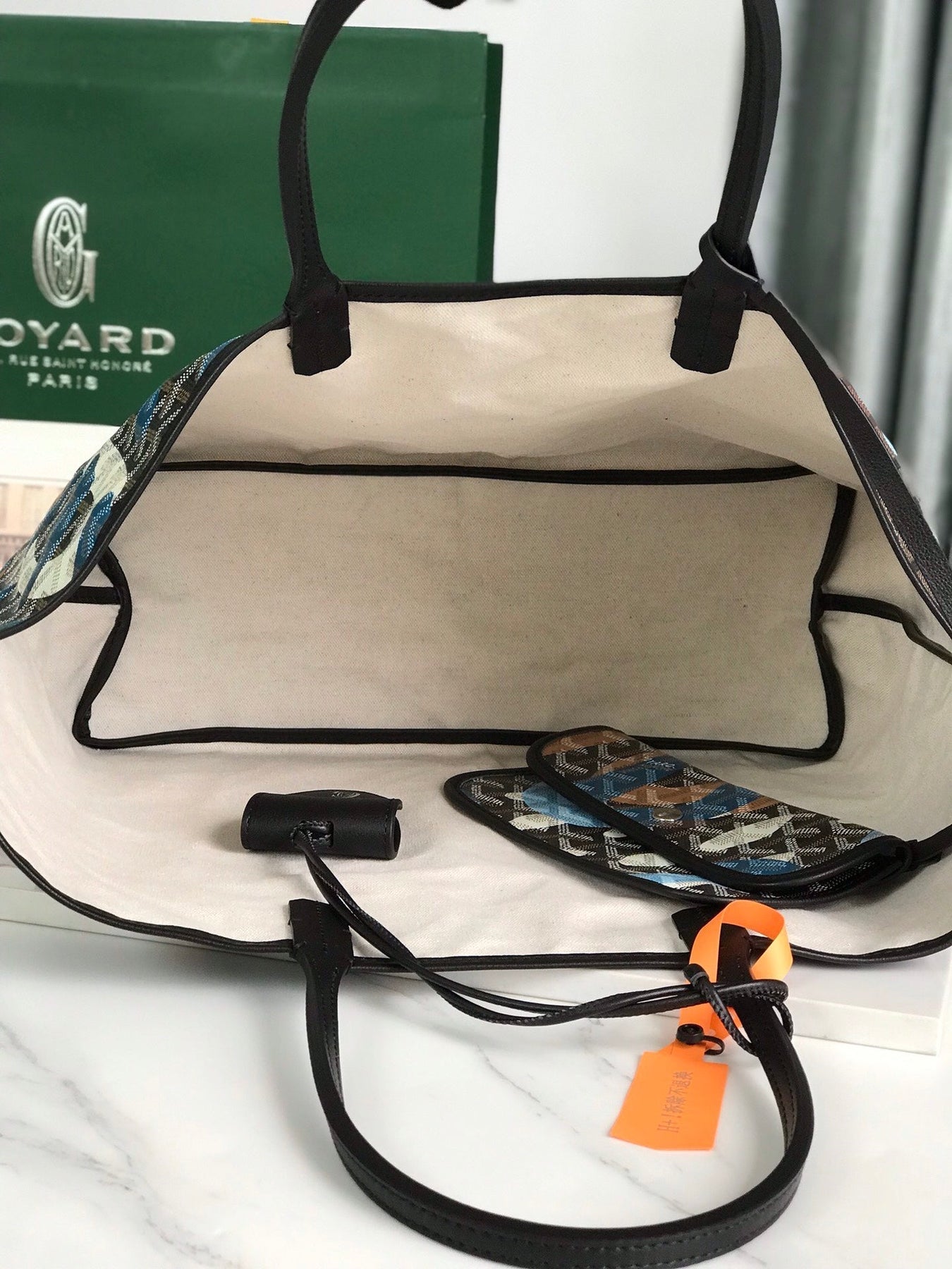 SAINT LOUIS PM BAG 34 IN BLUE LETTRES CAMOUFLAGE GOYARDINE CANVAS