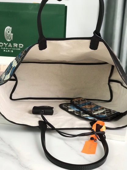 SAINT LOUIS PM BAG 34 IN BLUE LETTRES CAMOUFLAGE GOYARDINE CANVAS