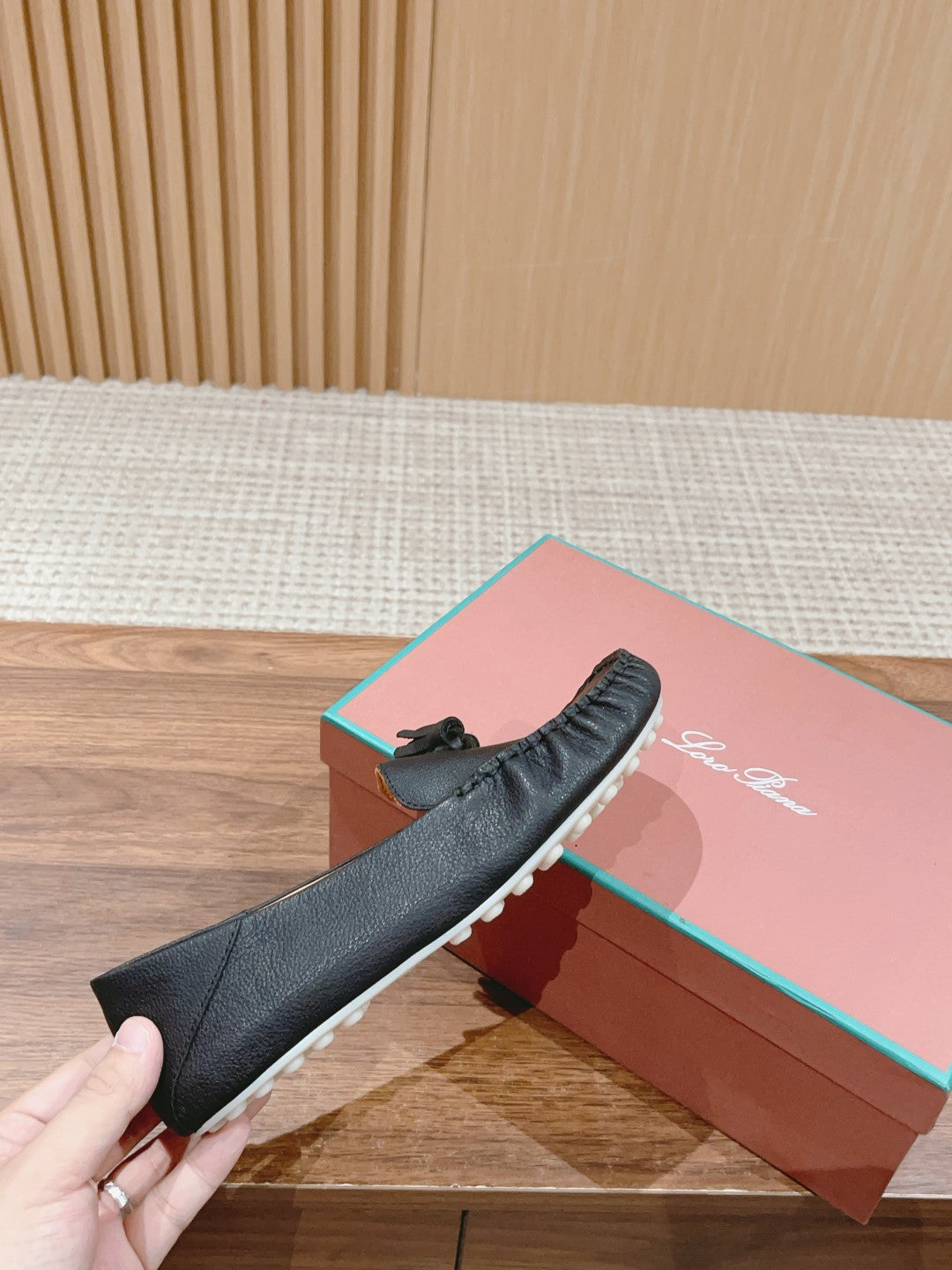 LP DOT SOLE WALK LOAFERS CHARCOAL DEERSKIN