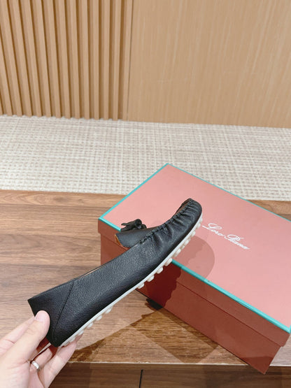 LP DOT SOLE WALK LOAFERS CHARCOAL DEERSKIN