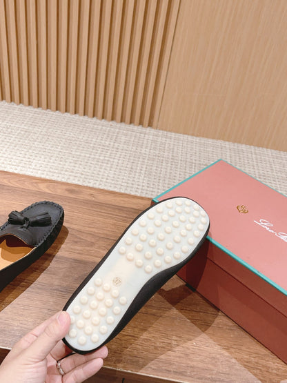 LP DOT SOLE WALK LOAFERS CHARCOAL DEERSKIN