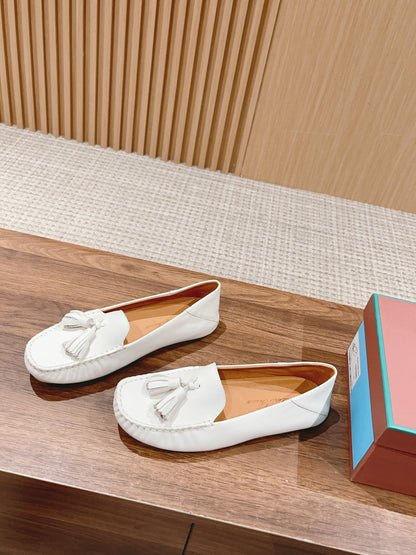 LP DOT SOLE WALK LOAFERS WHITE DEERSKIN