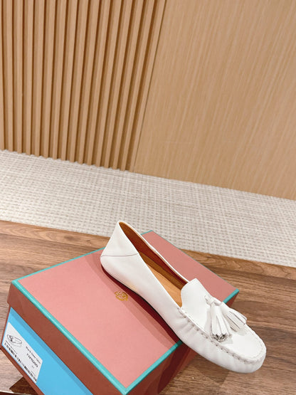 LP DOT SOLE WALK LOAFERS WHITE DEERSKIN