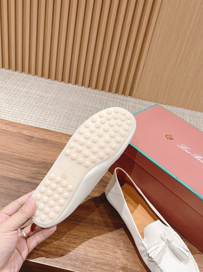 LP DOT SOLE WALK LOAFERS WHITE DEERSKIN