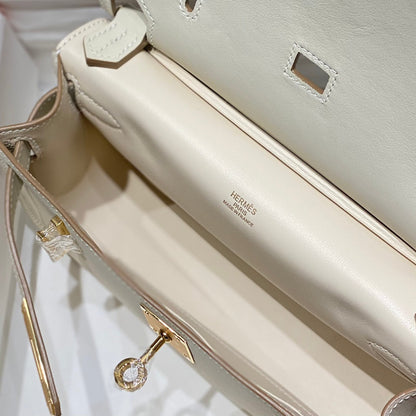 HM JYPSIERE SHOULDER BAG 23 IN BEIGE CALFSKIN GOLD HARDWARE