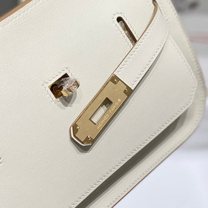 HM JYPSIERE SHOULDER BAG 23 IN BEIGE CALFSKIN GOLD HARDWARE