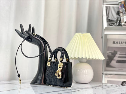 MICRO LADY 12 BAG IN GLOSSY BLACK LAMBSKIN