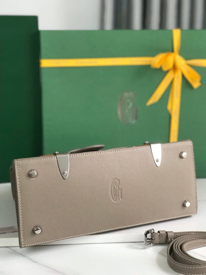 SAÏGON PM BAG 28 IN DESERT GOYARDINE CANVAS AND CALFSKIN