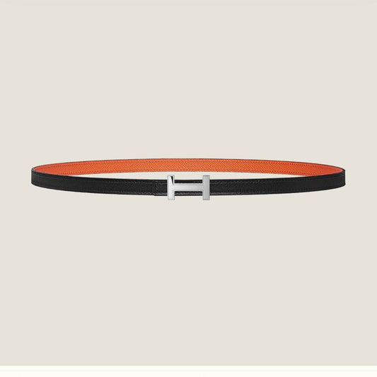 HM FOCUS BUCKLE & REVERSIBLE ORANGE AND BLACK LEATHER STRAP 13MM SILVER HARDWARE