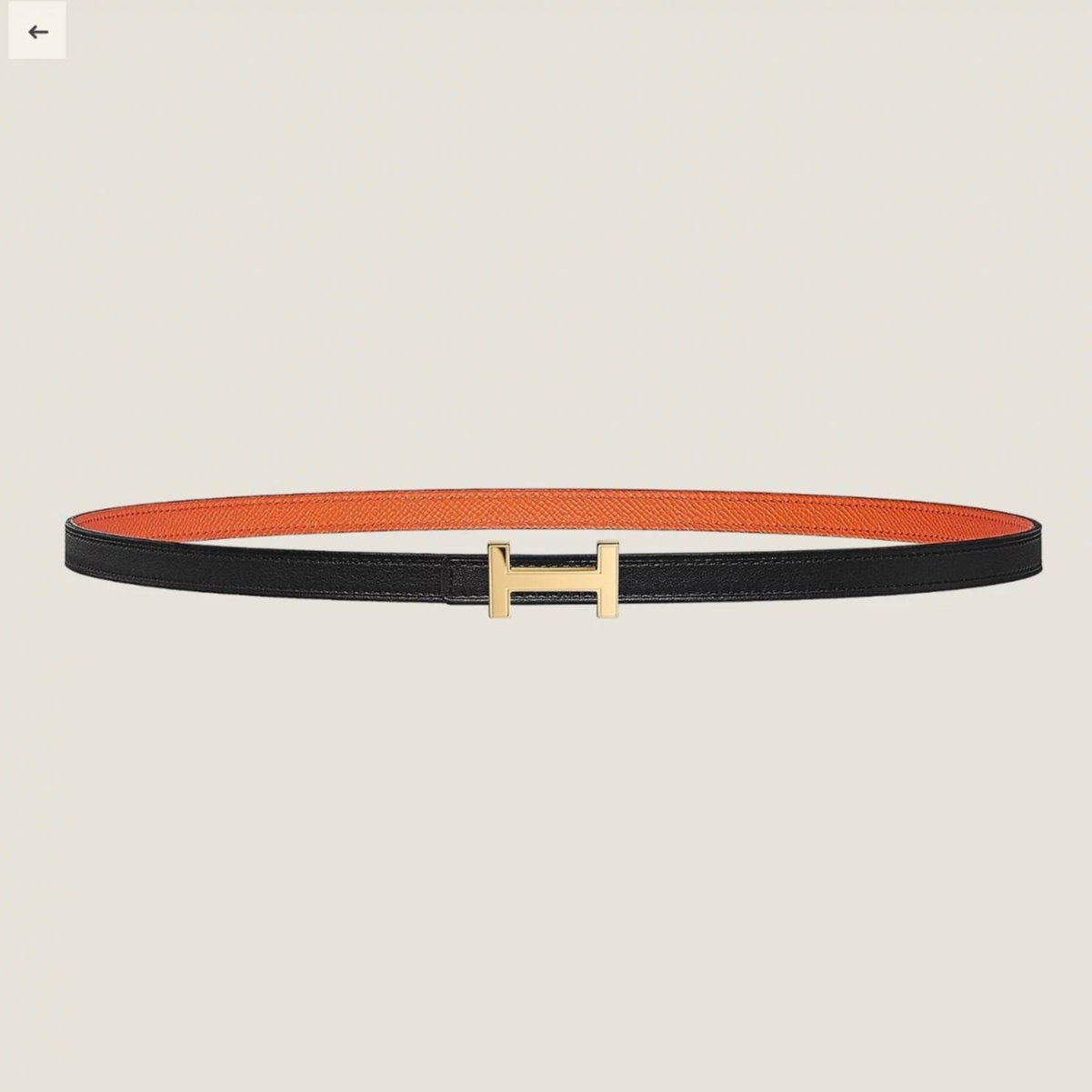 HM FOCUS BUCKLE & REVERSIBLE BLACK AND ORANGE LEATHER STRAP 13MM GOLD HARDWARE